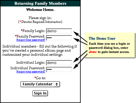 e-Family Forum - Forum Tour - Demo Login